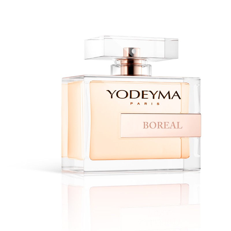 Frasco de perfume Yodeyma Boreal com líquido âmbar