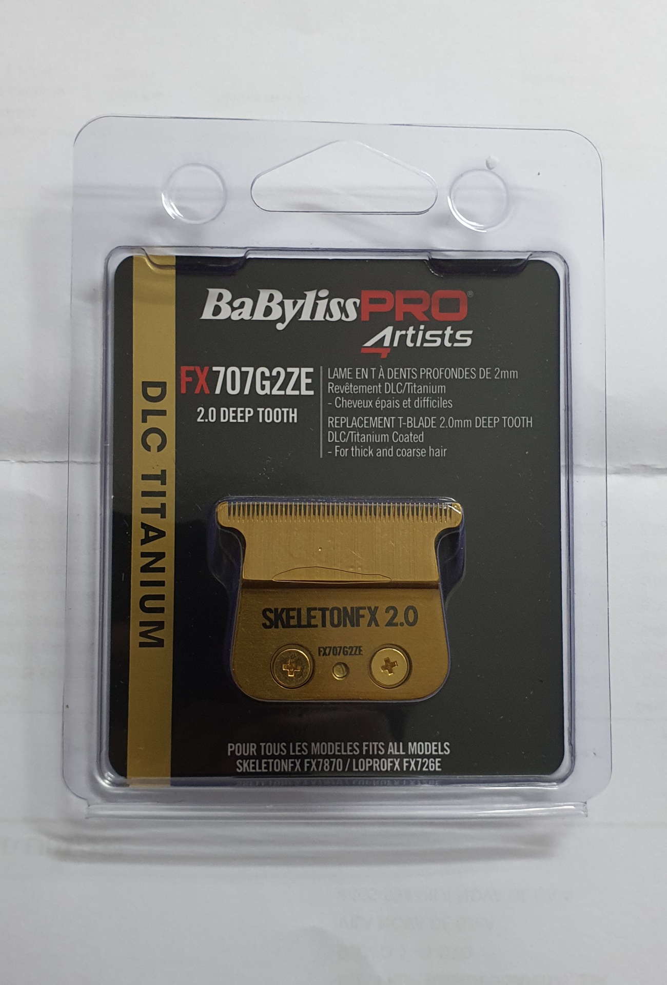 Refil de lâmina dourada BaByliss PRO Artists em embalagem plástica transparente