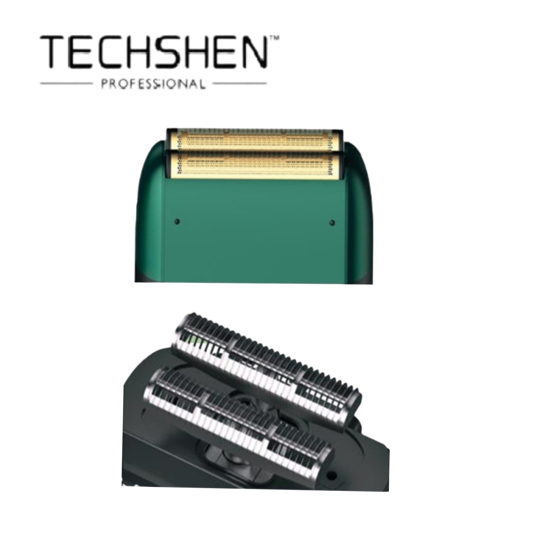 Lâminas de barbear elétrico TEKSHEN PROFESSIONAL verde e preta