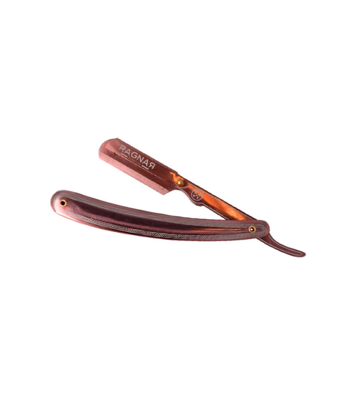 Navalha de barbear com cabo castanho escuro e lâmina castanha translúcida