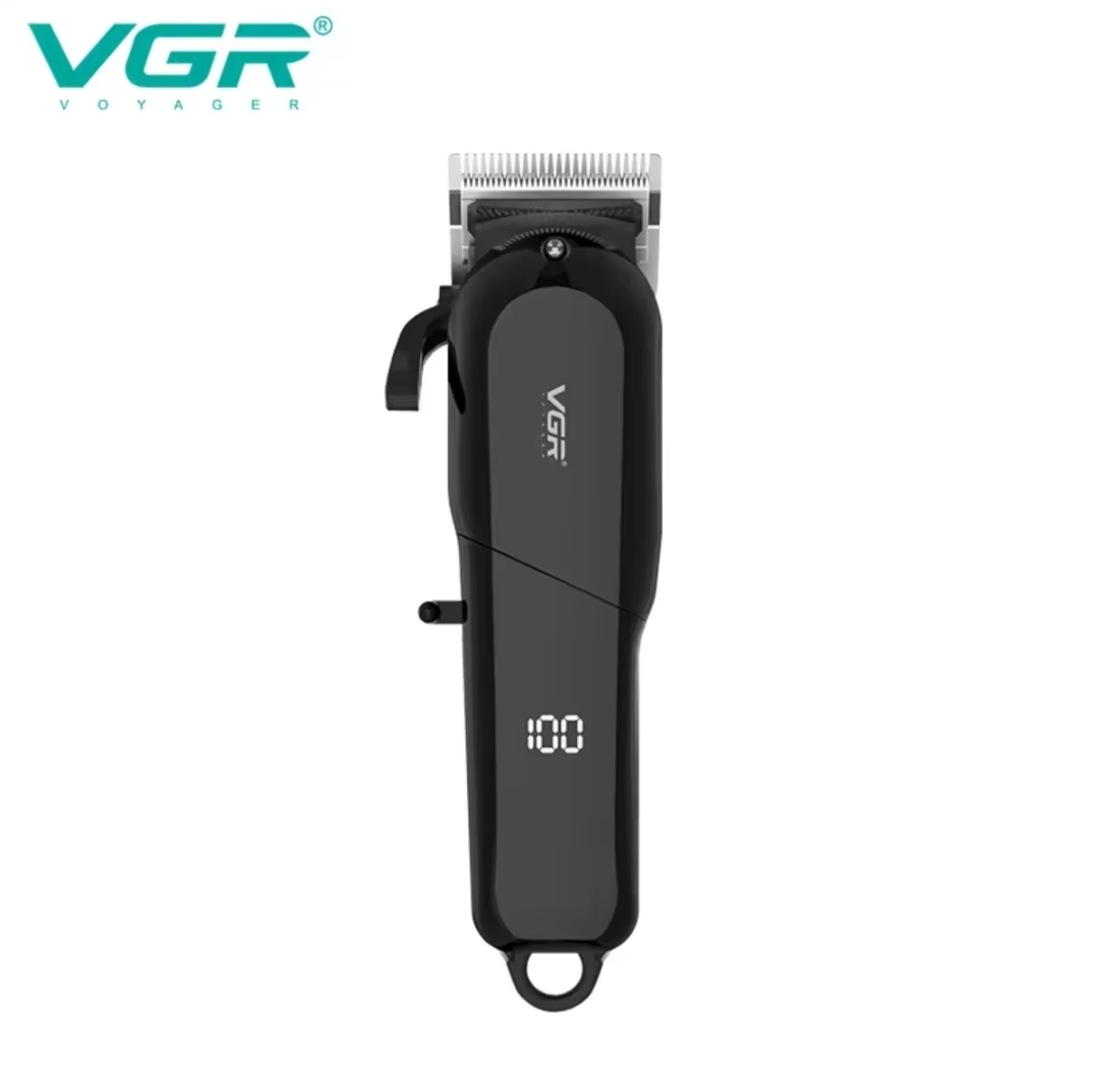 Máquina de cortar cabelo preta VGR Voyager com ecrã digital