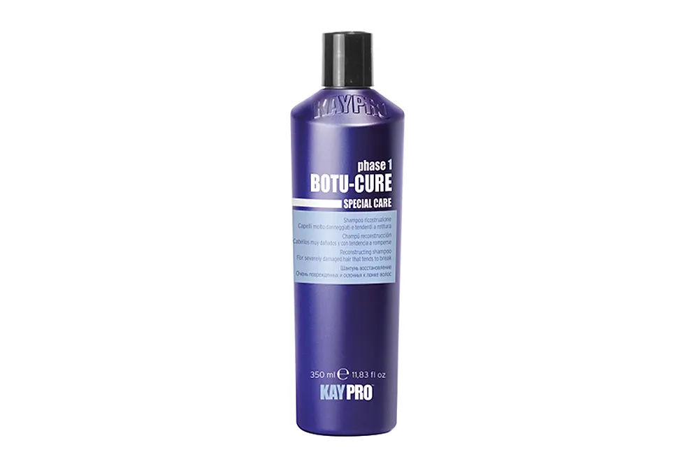Frasco roxo de produto cosmético Kay Pro Botu-Cure com tampa preta
