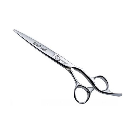 Tesoura profissional de aço inoxidável prateada com texto RichPencil e COMFFIX