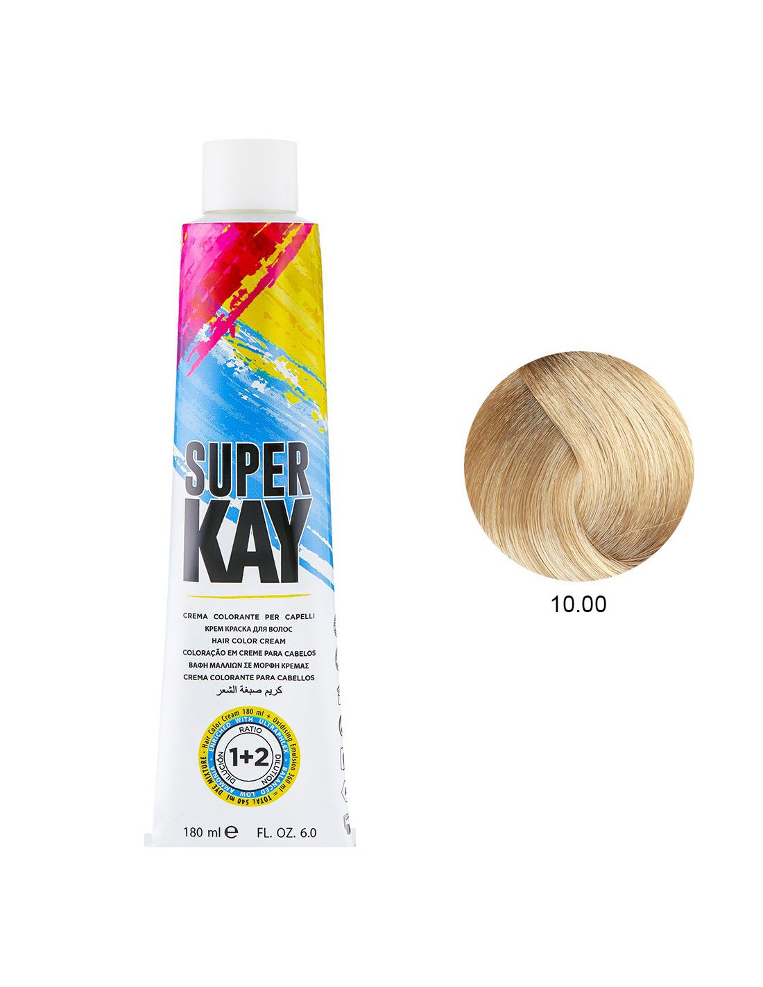 Tubo de creme colorante para cabelo e amostra de cor loiro claro 10.00