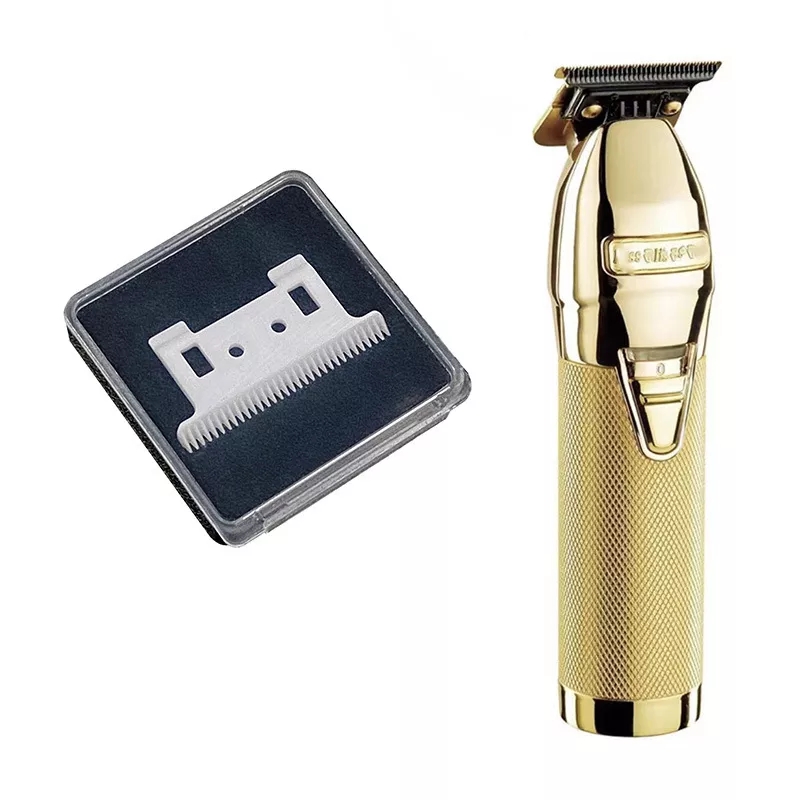Aparelho de barbear dourado com acessório extra em caixa plástica