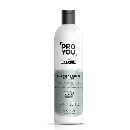 Frasco branco de champô anticaspa Pro You The Balancer com tampa preta