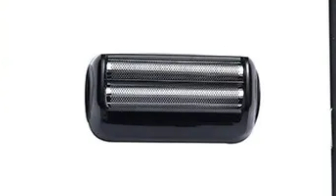 Cabeça de barbear elétrica preta com duas lâminas de metal