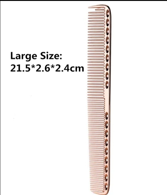 Pente rosa com perfurações e texto de tamanho ao lado