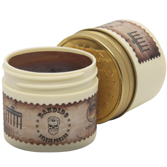 Creme pomada em recipiente branco aberto com tampa dourada e rótulo vintage