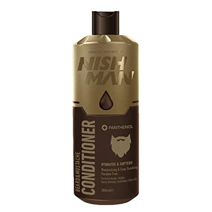 Condicionador para barba e bigode NISH MAN em embalagem castanha e dourada