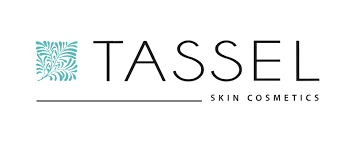 Logótipo TASSEL Skin Cosmetics com ícone azul turquesa