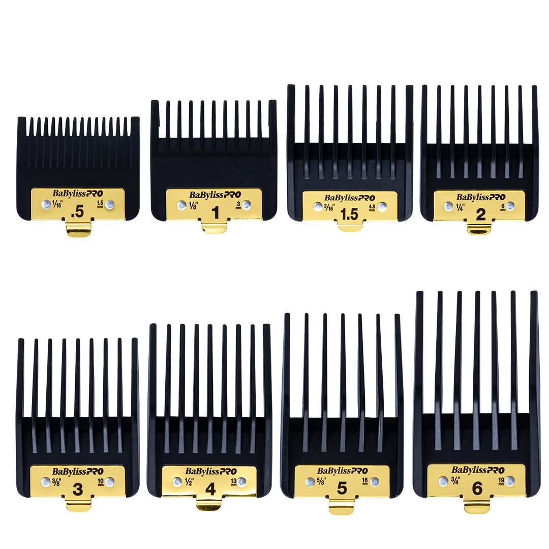 pentes para máquina de cortar cabelo BaBylissPRO pretos com etiquetas douradas