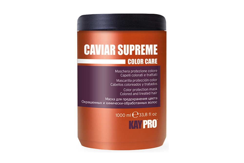Frasco plástico cobre com tampa preta do produto Caviar Supreme Color Care da Kay Pro