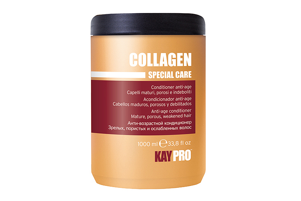 Frasco de tratamento capilar Collagen Special Care da Kay Pro cor creme e vermelho