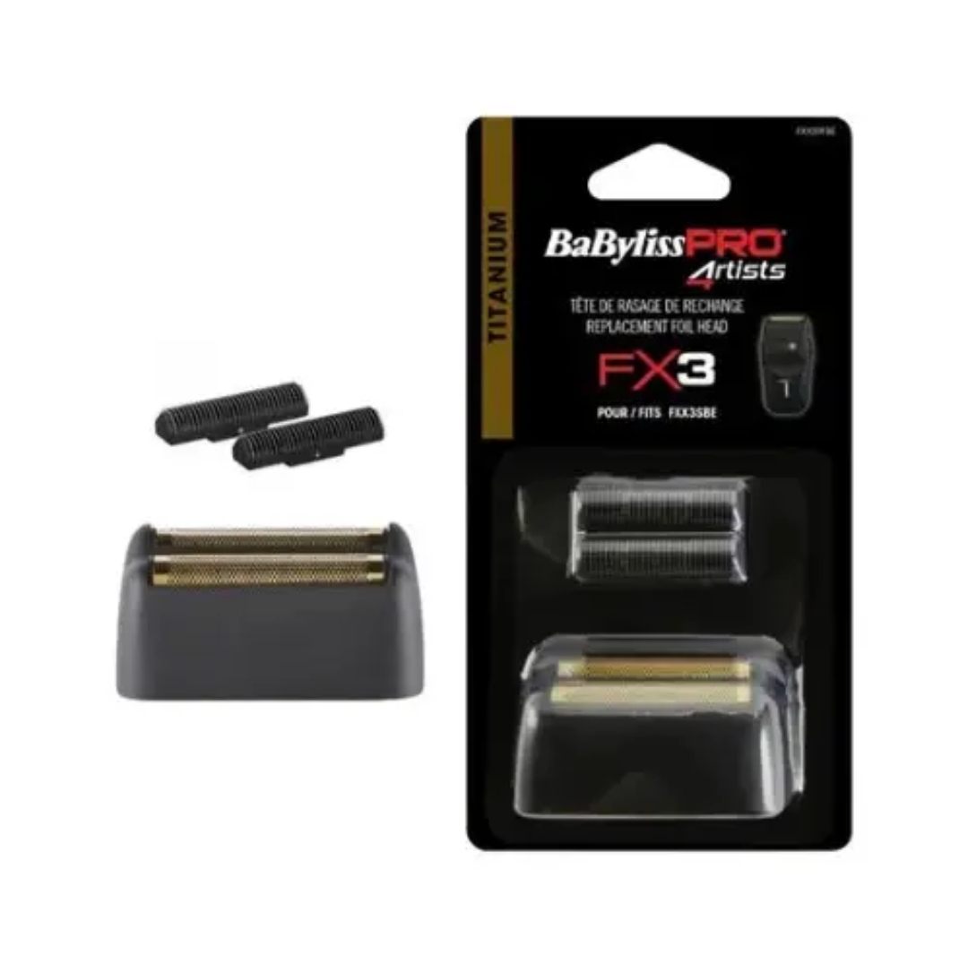 Cabeça de máquina de barbear BaBylissPRO Artists FX3 com lâminas de substituição em embalagem preta