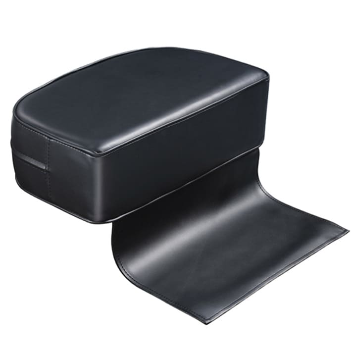 Apoio de braço preto em couro com extensão acolchoada