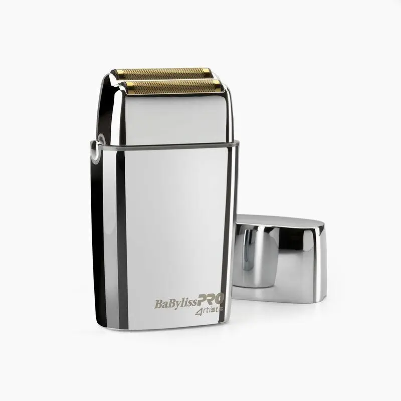 Aparelho de barbear elétrico BaByliss PRO 4 Artists prateado com grelha dourada e tampa destacada