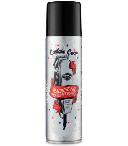Spray óleo para lâminas máquina cortar cabelo Captain Cook embalagem metálica com tampa preta