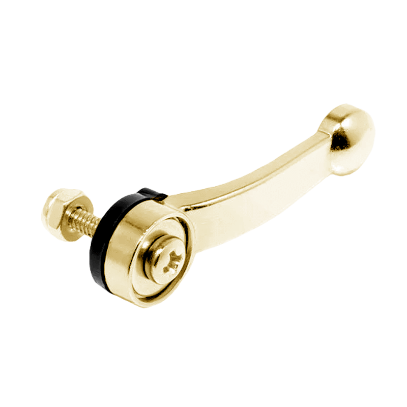 Maçaneta metálica dourada com parafuso e anel de borracha