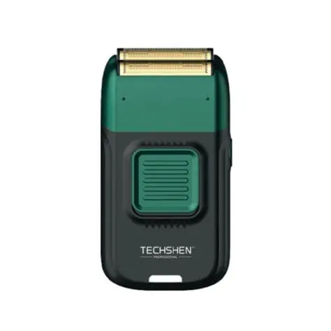 Aparelho de barbear elétrico TECHSHEN preto e verde com lâminas douradas