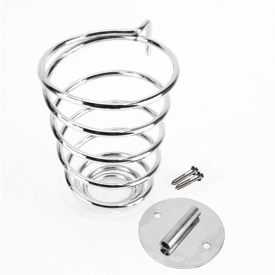 Suporte metálico cromado em espiral com parafusos e chapa de fixação