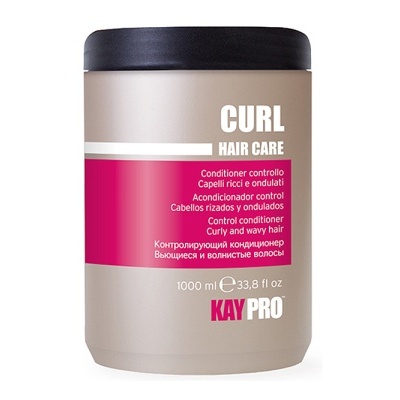 Frasco de condicionador CURL HAIR CARE da KAY PRO bege com tampa preta