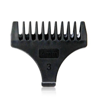 Pente de máquina de cortar cabelo preto com etiqueta 4mm e número 3