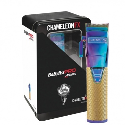 Aparelho de corte de cabelo dourado e multicolorido BaBylissPRO Chameleon FX com embalagem preta