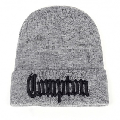 Gorro cinzento com bordado preto 'Compton'