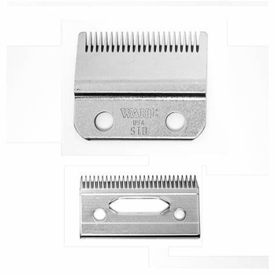 Lâminas metálicas prateadas para máquina de cortar cabelo com texto WAAHL USA 511D