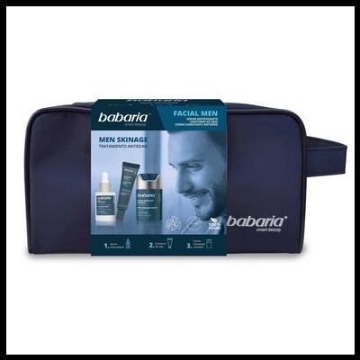 Kit de tratamento facial Babaria para homens com saco azul escuro
