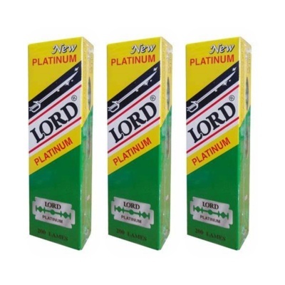 Caixas de lâminas de barbear LORD PLATINUM em verde, amarelo e branco