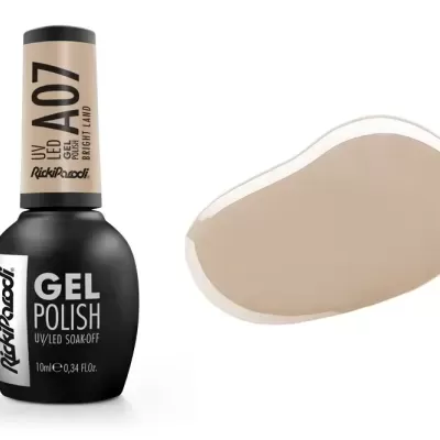 Verniz gel para unhas RickiParodi A07 Bright Land com amostra da cor