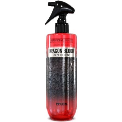 Frasco vermelho de spray leave-in Dragon Blood com pulverizador preto