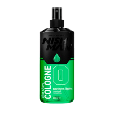Frasco verde e preto de after shave cologne com spray