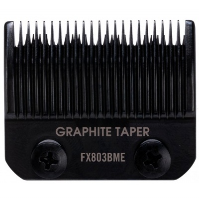 Pente de máquina de cortar cabelo preto com inscrições GRAPHITE TAPER e FX803BME