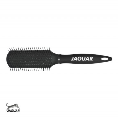 Escova de cabelo preta com cabo e letras JAGUAR em branco