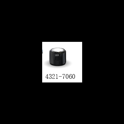 Botão preto estriado com topo branco e código 4321-7060