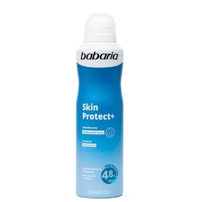 Desodorizante Babaria Skin Protect+ aerosol azul e branco 200 ml
