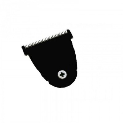 Cabeça de máquina de cortar cabelo preta com lâminas metálicas