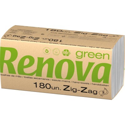 Pacote de toalhas de mão Renova Green 180 unidades Zig-Zag