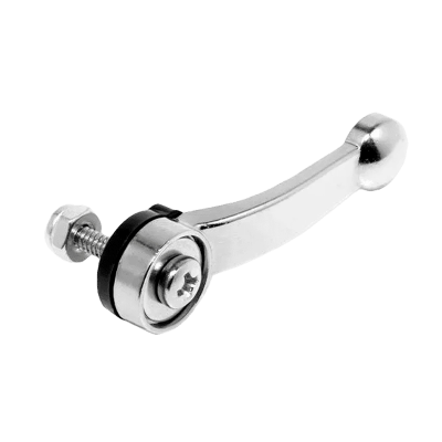 Alavanca metálica cromada com parafuso e arruela preta