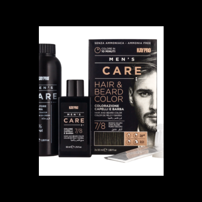 Kit de coloração para cabelo e barba masculino KayPro Men's Care cor 7/8 castanho médio.