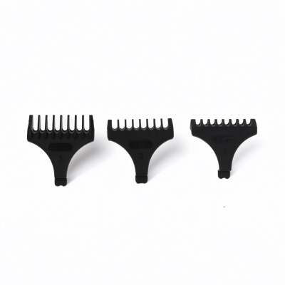 Pentes de máquina de cortar cabelo preto com tamanhos 6 mm, 3 mm e 1.5 mm