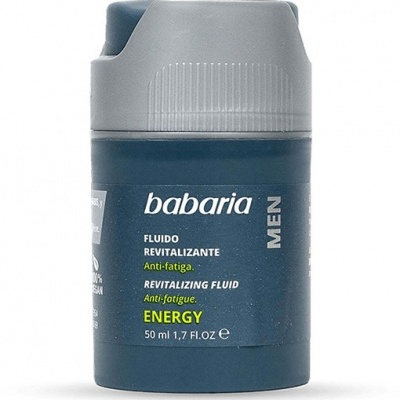 Frasco azul escuro Babaria Men Energy fluído revitalizante anti-fadiga