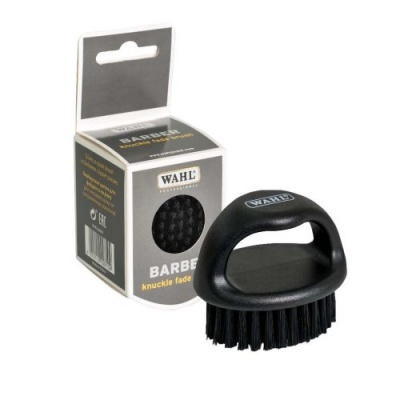 Escova preta para barbear com cabo ergonómico e embalagem da marca WAHL