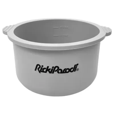 Tigela branca com interior cinza e marca RickiParodi