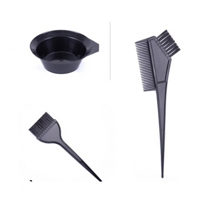 Conjunto para coloração de cabelo com tigela e pincel, cor preta