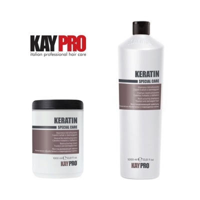 Produtos cabelo KAYPRO Keratin Special Care embalagem branca e cinza