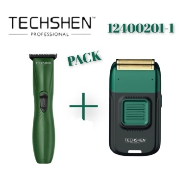 Pack aparador de cabelo verde e barbeador elétrico verde TECHSHEN PROFESSIONAL